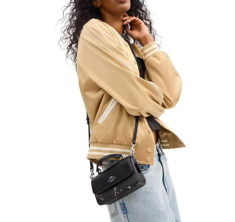 Coach Women's Mini Josie Top Handle Bag With Star Print Black/Silver