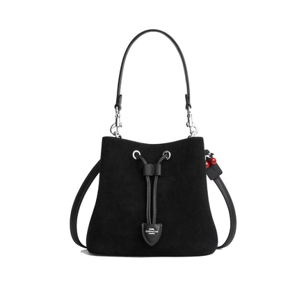 Coach Women's Rowan Bucket Bag With Cherry Charm Black/Silver