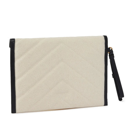 Pinko Women's Canvas Handbag With Printed Leather Trim Black