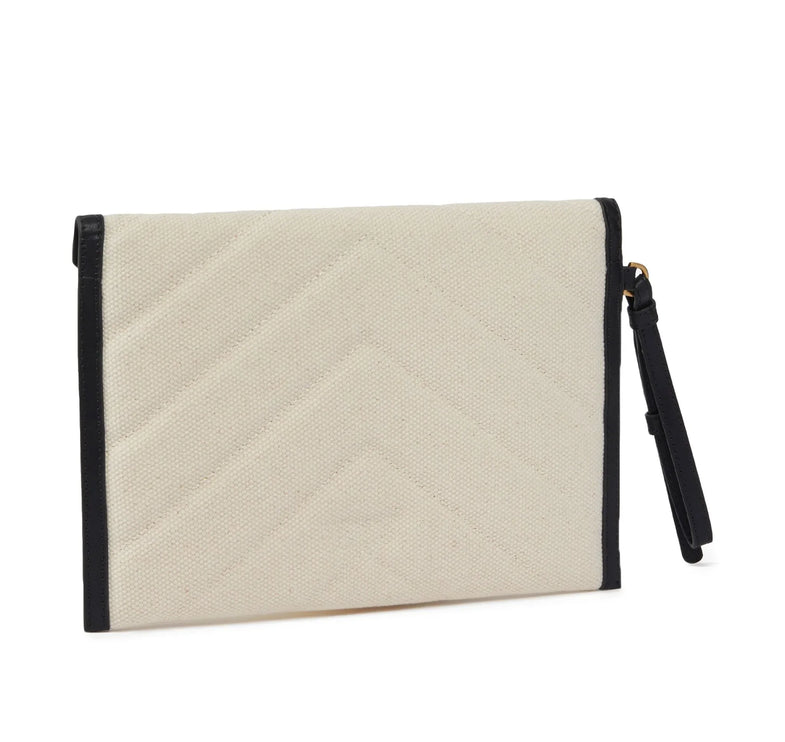 Pinko Women's Canvas Handbag With Printed Leather Trim Black