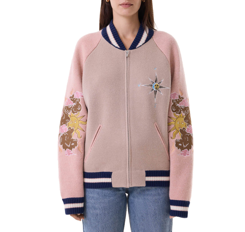 KUJTEN Women's Cashmere Bomber Nocta Jacket Oats White