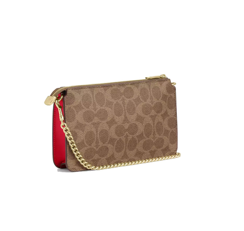 Coach Women's Poppy Crossbody Bag In Signature Canvas Gold/Tan/Carnation