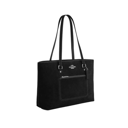 Coach Women's Station Tote Bag Suede/Silver/Black