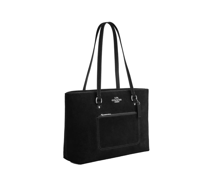 Coach Women's Station Tote Bag Suede/Silver/Black
