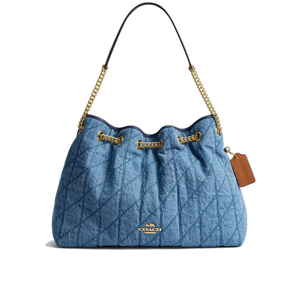 Coach Women's Evelyn Shoulder Bag In Regenerative Cotton With Quilting Gold/Indigo