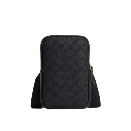 Coach Unisex Aden Crossbody Bag In Signature Canvas Gunmetal/Charcoal/Black