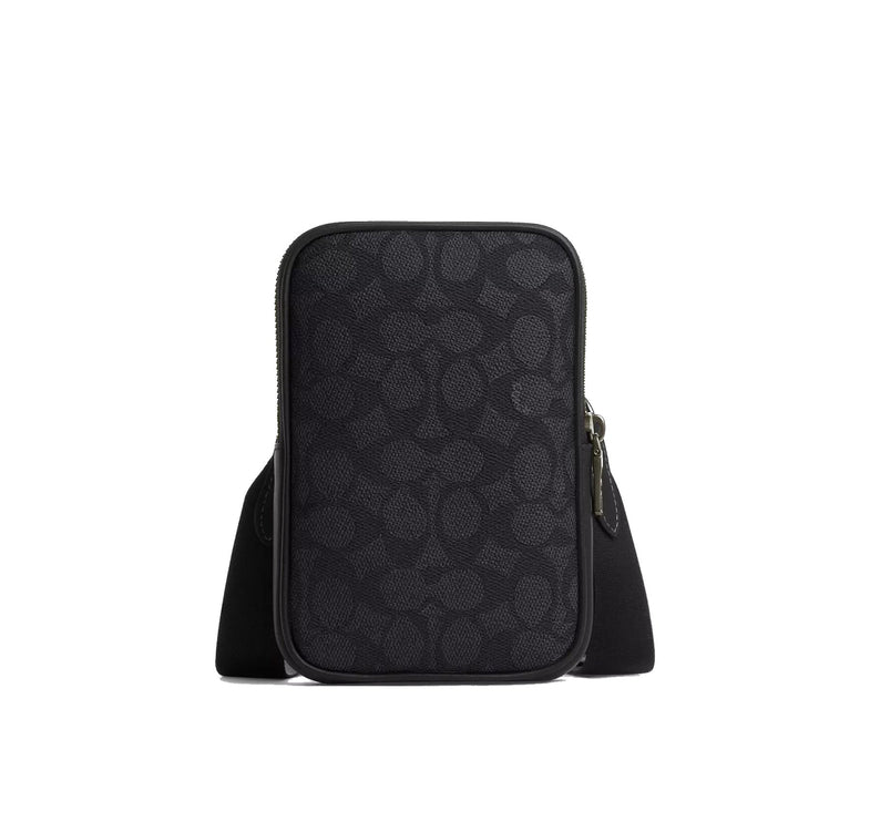 Coach Unisex Aden Crossbody Bag In Signature Canvas Gunmetal/Charcoal/Black