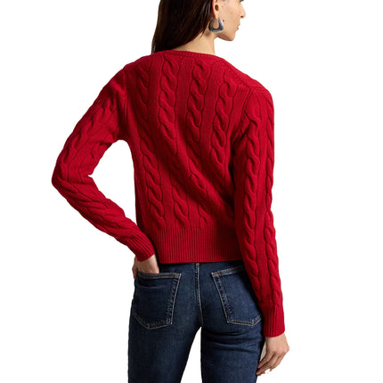 Polo Ralph Lauren Women's Cable-Knit Wool-Cashmere Cardigan University Red