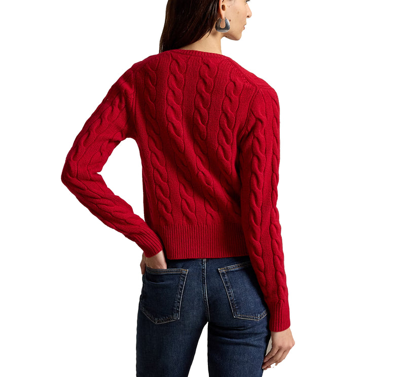 Polo Ralph Lauren Women's Cable-Knit Wool-Cashmere Cardigan University Red