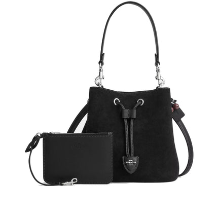 Coach Women's Rowan Bucket Bag With Cherry Charm Black/Silver