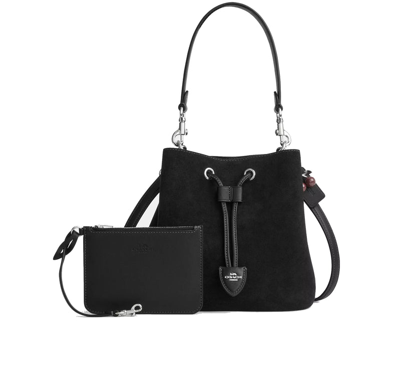 Coach Women's Rowan Bucket Bag With Cherry Charm Black/Silver