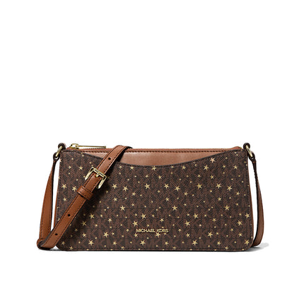 Michael Kors Women's Arden Medium Printed Signature Logo Crossbody Bag Brown
