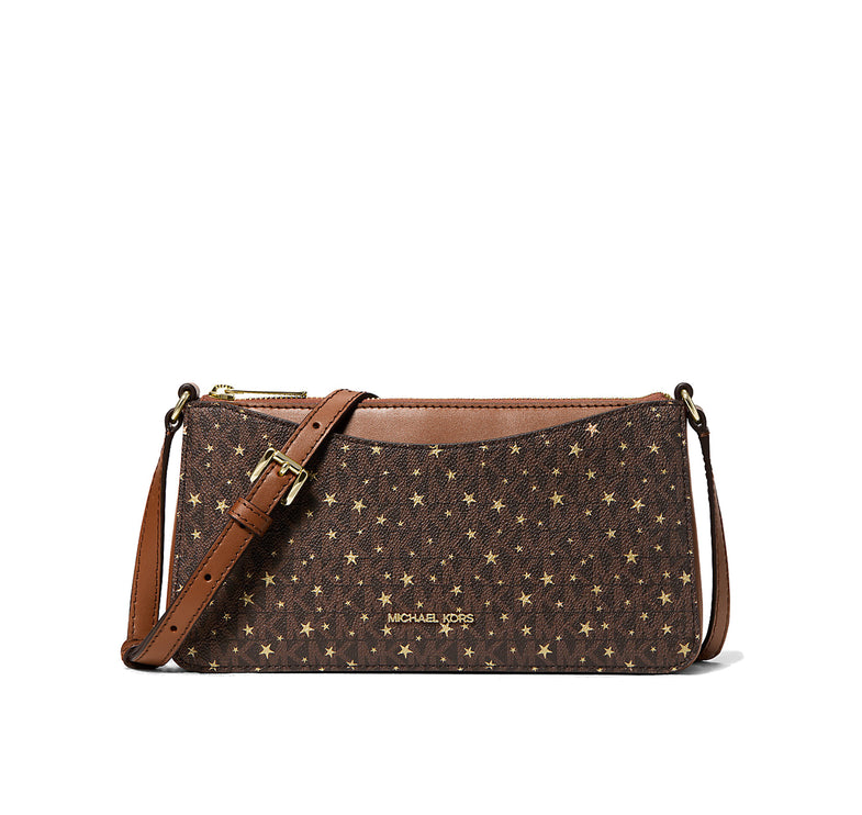 Michael Kors Women's Arden Medium Printed Signature Logo Crossbody Bag Brown