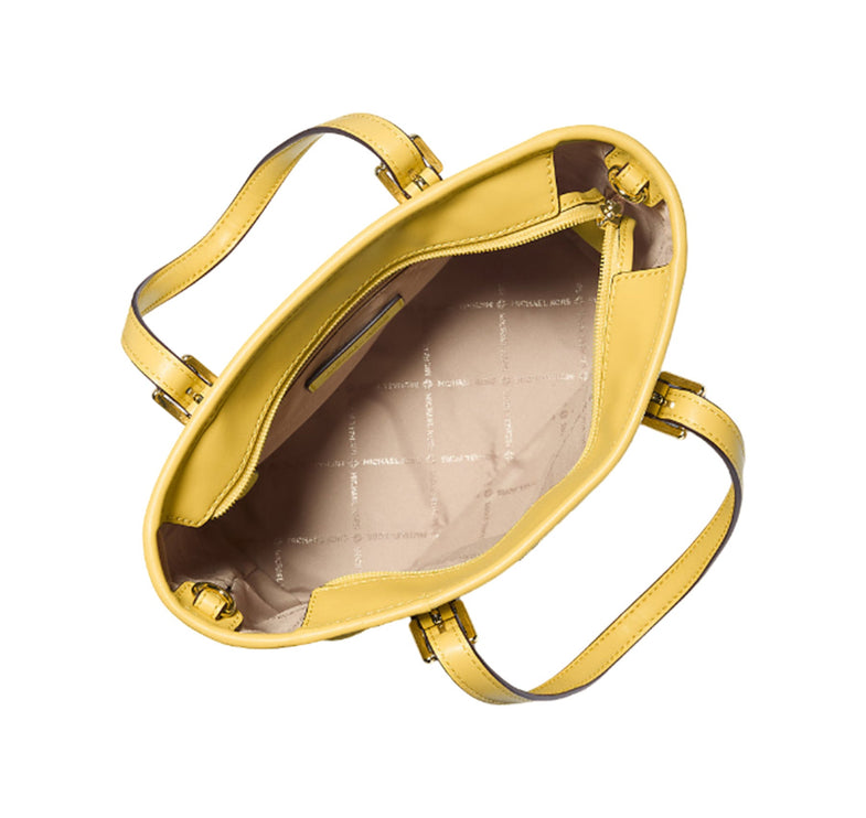 Michael Kors Women's Jet Set Travel Extra Small Logo Top-Zip Tote Bag Daisy Yellow