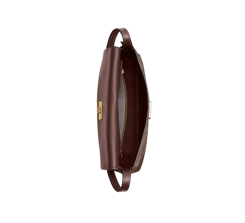 Coach Women's Chelsea Shoulder Bag 26 Suede/Brass/Dark Chocolate