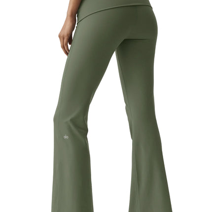 alo Women's ALO Softsculpt Foldover Flare Legging (Regular) Bamboo Green