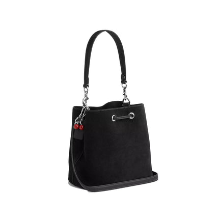 Coach Women's Rowan Bucket Bag With Cherry Charm Black/Silver
