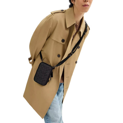 Coach Unisex Aden Crossbody Bag In Signature Canvas Gunmetal/Charcoal/Black