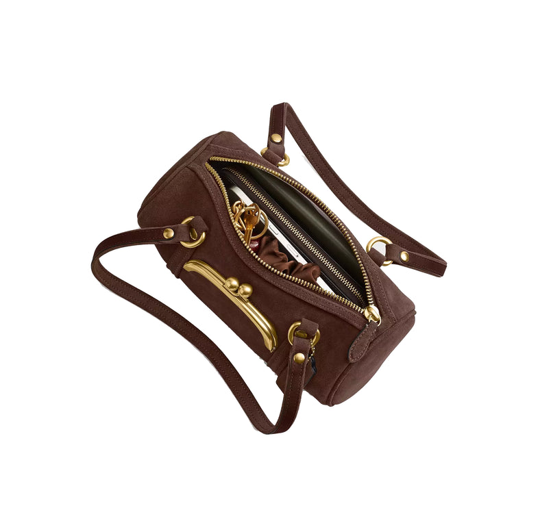 Coach Women's Kisslock Barrel Bag 28 Brass/Dark Chocolate