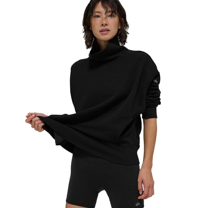 alo Women's Hazy Mock Neck Pullover Black