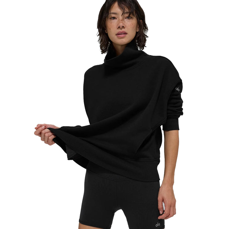 alo Women's Hazy Mock Neck Pullover Black