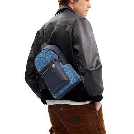 Coach Women's West Pack In Signature Denim Silver/Denim