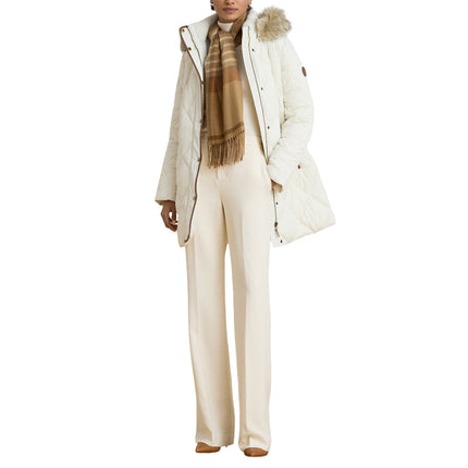 Polo Ralph Lauren Women's Faux-Fur-Trim Hooded Quilted Coat Cream