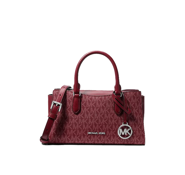 Michael Kors Women's Arden Small Signature Logo Messenger Bag Maroon