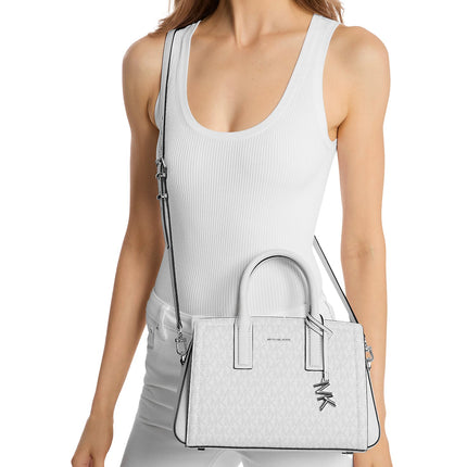 Michael Kors Women's Laila Small Signature Logo Satchel Bag Optic/Allum