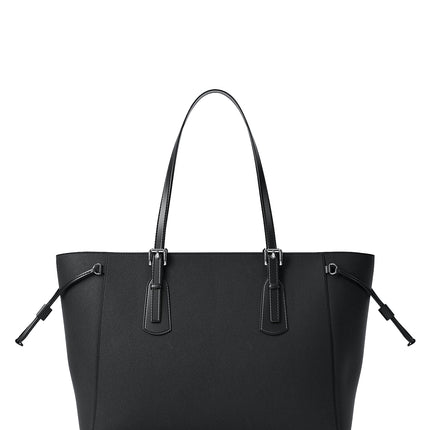 Michael Kors Women's Voyager Large Saffiano Leather Tote Bag Black/Silver