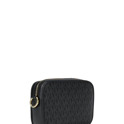 Michael Kors Women's Jet Set Small Signature Logo Camera Crossbody Bag Black/Gold