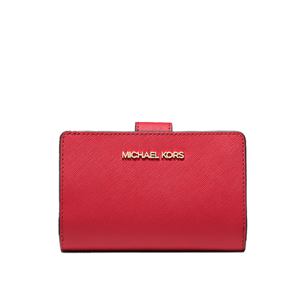 Michael Kors Women's Medium Crossgrain Leather Wallet Bright Red