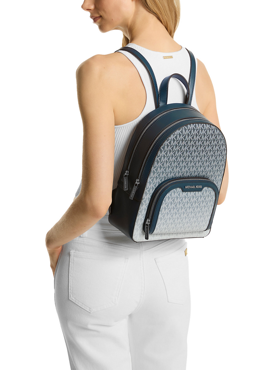 Michael Kors Women's Jaycee Medium Ombré Signature Logo Backpack Navy