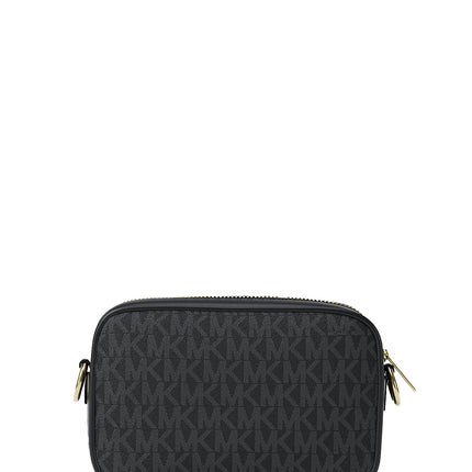 Michael Kors Women's Jet Set Small Signature Logo Camera Crossbody Bag Black/Gold