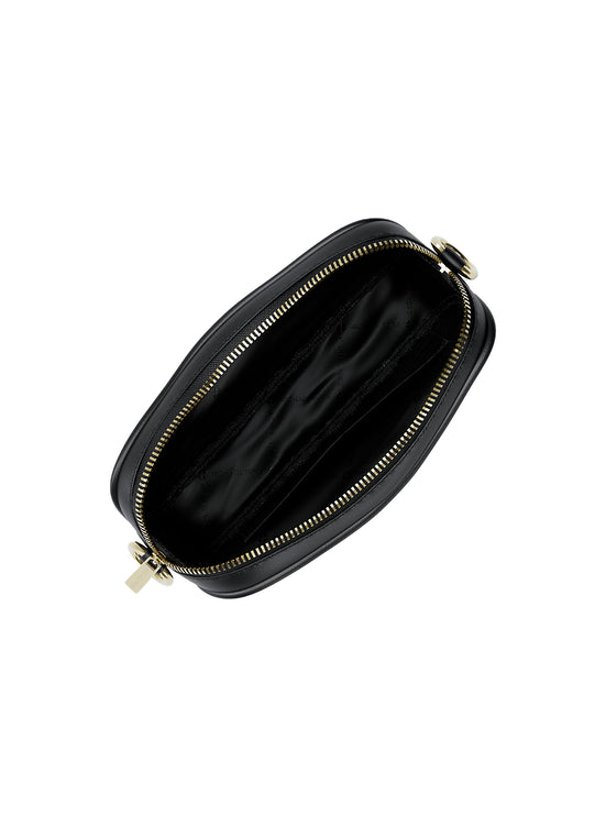 Michael Kors Women's Jet Set Small Signature Logo Camera Crossbody Bag Black/Gold