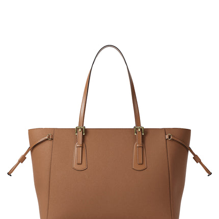 Michael Kors Women's Voyager Large Saffiano Leather Tote Bag Luggage/Gold