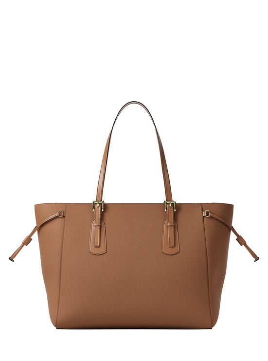 Michael Kors Women's Voyager Large Saffiano Leather Tote Bag Luggage/Gold