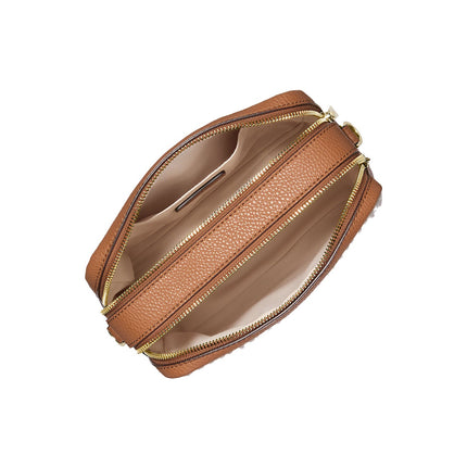 Michael Kors Women's Bryant Medium Signature Logo Camera Crossbody Bag Vanilla/Acorn/Gold