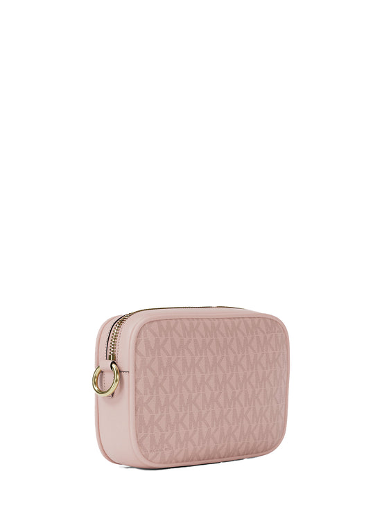 Michael Kors Women's Jet Set Small Signature Logo Camera Crossbody Bag Powder Blush/Gold