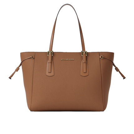 Michael Kors Women's Voyager Large Saffiano Leather Tote Bag Luggage/Gold