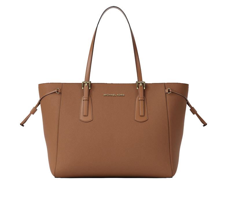 Michael Kors Women's Voyager Large Saffiano Leather Tote Bag Luggage/Gold