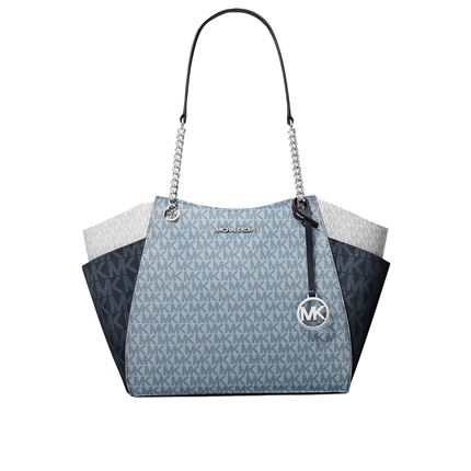 Michael Kors Women's Jet Set Large Color-Block Signature Logo Shoulder Bag Admiral Multi/Silver