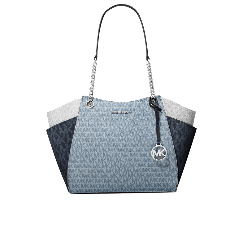 Michael Kors Women's Jet Set Large Color-Block Signature Logo Shoulder Bag Admiral Multi/Silver