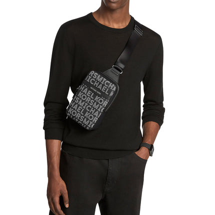 Michael Kors Men's Cooper Medium Graphic Logo Sling Pack Bright White