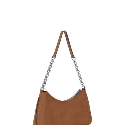 Michael Kors Women's Nolita Medium Nubuck Chain Pochette Bag Luggage/Silver