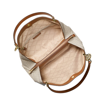 Michael Kors Women's Christina Large Signature Logo Shoulder Bag Vanilla/Gold