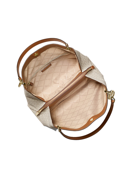 Michael Kors Women's Christina Large Signature Logo Shoulder Bag Vanilla/Gold