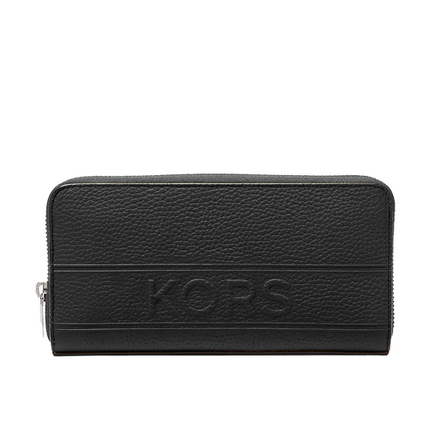 Michael Kors Unisex Hudson Pebbled Leather Zip-Around Wallet Black