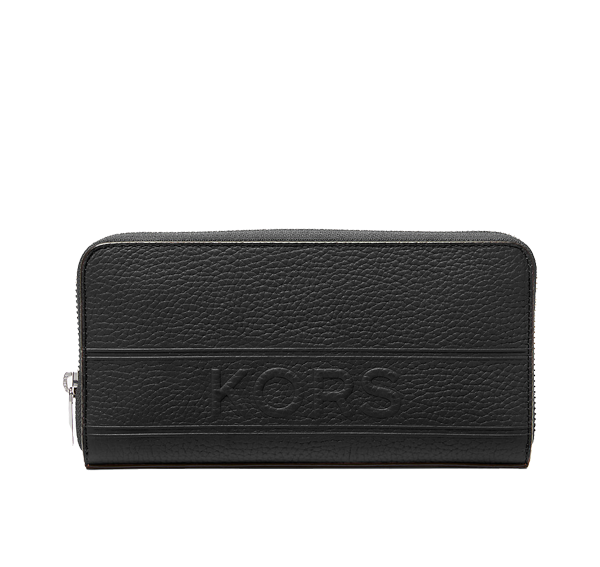 Michael Kors Unisex Hudson Pebbled Leather Zip-Around Wallet Black