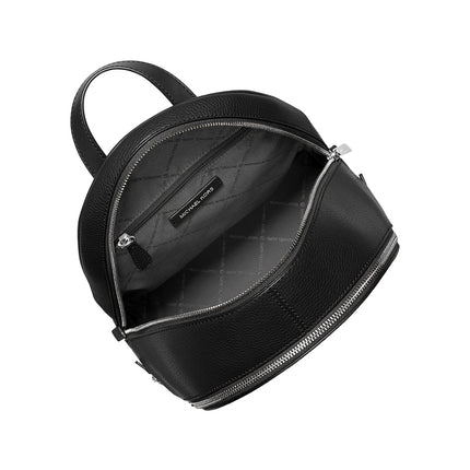 Michael Kors Women's Rhea Medium Pebbled Leather Backpack Black/Silver